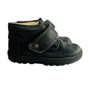 Jacadi Boys Leather Boot Black Size 26 Toddler Velcro Winter